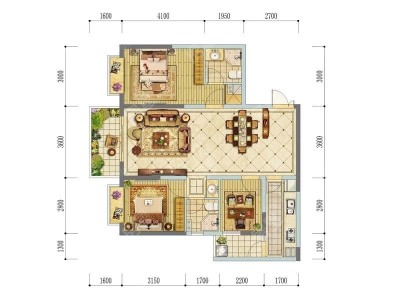 3室2厅2阳台 昆明湖中坝3号地块瑞园3户型图