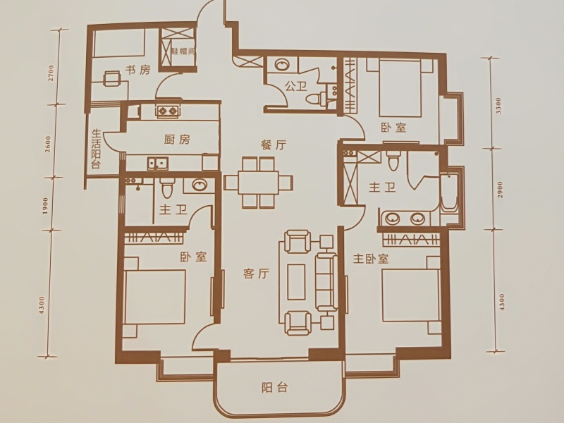 4室2厅1阳台 江东境界户型图
