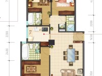 3室2廳2陽(yáng)臺(tái) 融城昆明湖七里香戶(hù)型圖