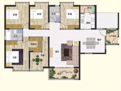 5室2廳3陽(yáng)臺(tái) 佳兆業(yè)壹號(hào)公館