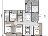 4室2廳2陽(yáng)臺(tái) 昆明湖中壩14號(hào)地塊臻園B區(qū)戶型圖
