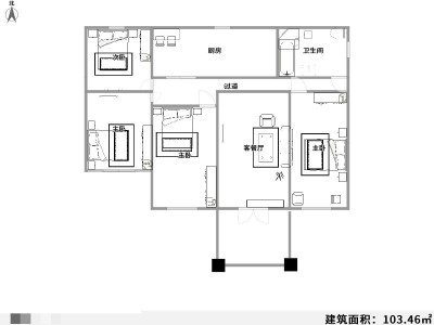 4室2厅1阳台 白马小区户型图