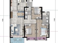 3室2廳1陽臺 上悅天地四期戶型圖