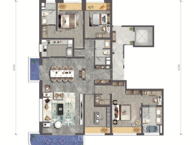 4室2廳2陽(yáng)臺(tái) 綠地東南亞中心428公館