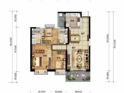 3室2厅2阳台 恒大云报华府上华琚户型图