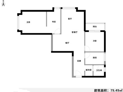 2室2厅1阳台 春城慧谷B区户型图