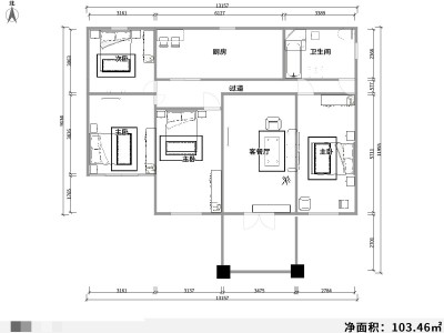 4室2厅1阳台 白马小区户型图