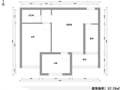 2室2廳1陽臺 銘門高第戶型圖
