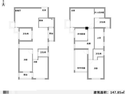 4室2廳2陽臺 玫瑰灣小區(qū)別墅戶型圖