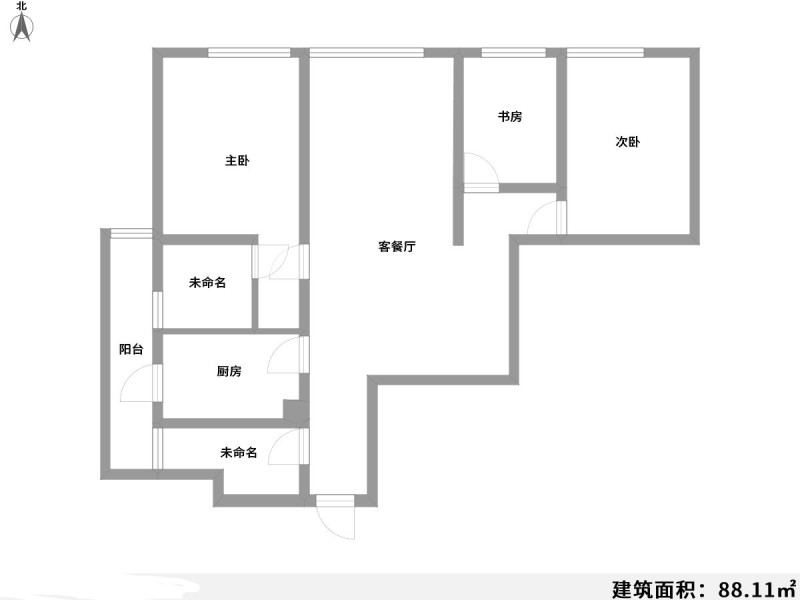 3室2廳2陽(yáng)臺(tái) 春城慧谷B區(qū)戶型圖