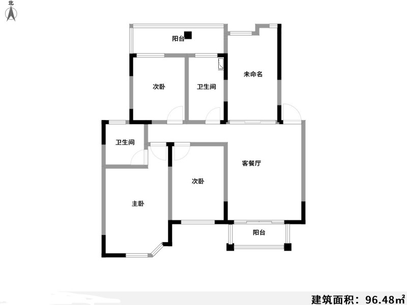 3室2厅2阳台 香榭丽园户型图
