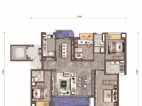 4室2廳2陽(yáng)臺(tái) 綠地東南亞中心428公館戶(hù)型圖
