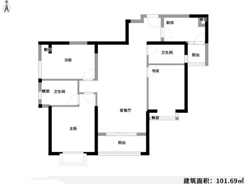 3室2廳2陽臺 蘭亭上錦二期戶型圖