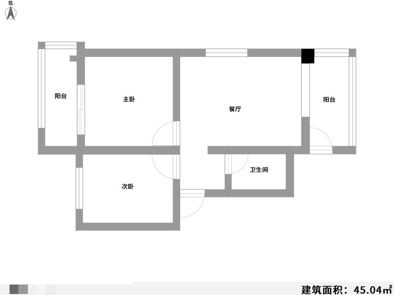 2室2厅1阳台 西华北区户型图