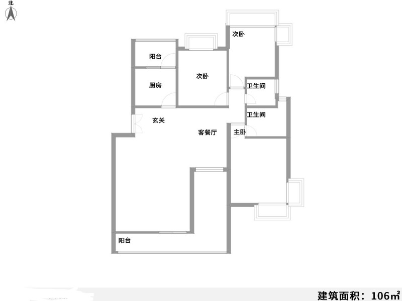 3室2厅3阳台 水逸康桥户型图