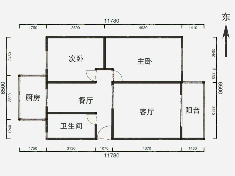 3室2厅1阳台 刘家营新区户型图