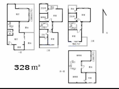 5室2厅2阳台 果林湖畔别墅户型图