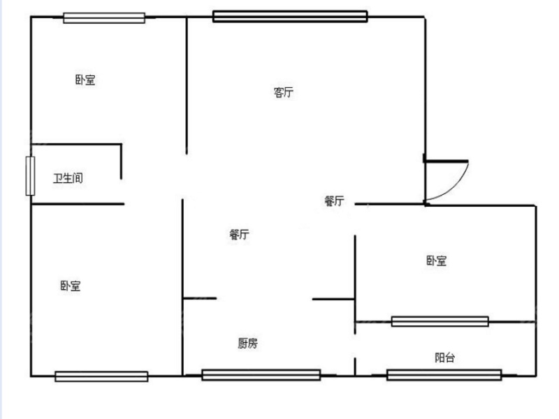 3室2厅1阳台 佳园小区梅花苑户型图