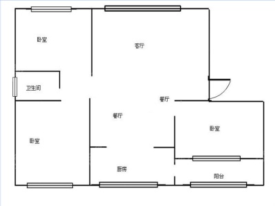 3室2厅1阳台 佳园小区茶苑户型图