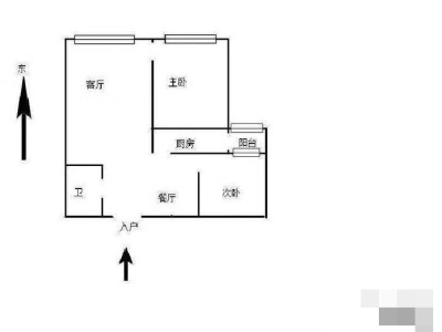 2室1厅1阳台 翡翠湾户型图