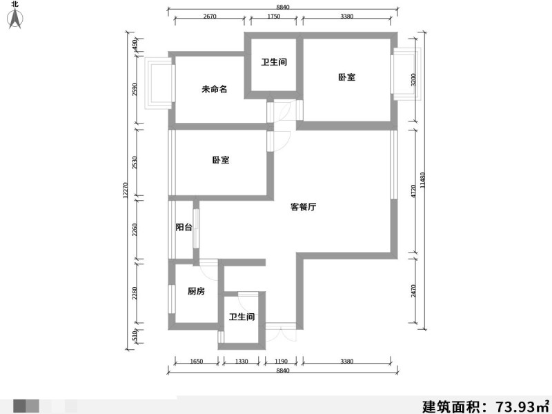 3室2厅1阳台 第三城丹槿园户型图