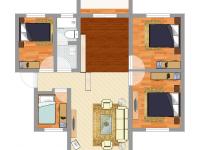 4室2廳 月牙塘小區(qū)戶型圖