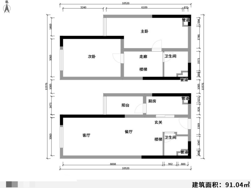 3室2厅1阳台 中海学府路8号户型图