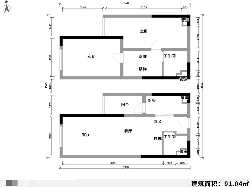 3室2厅2阳台 中海学府路8号户型图