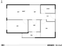 2室2廳1陽臺 中海學府路8號戶型圖