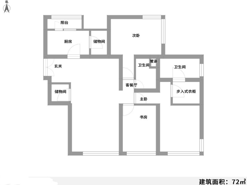 3室2厅1阳台 景秀山庄一期户型图