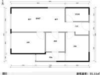 2室2廳1陽臺 中海學府路8號戶型圖