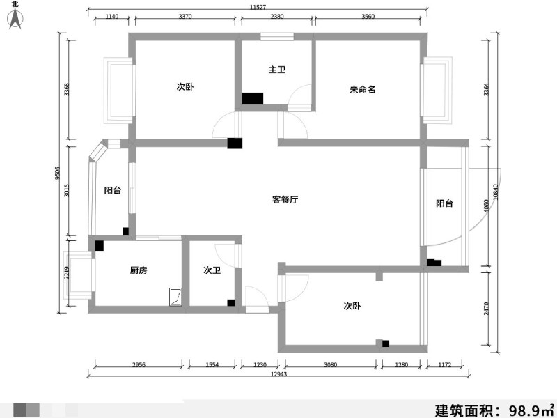 4室2厅2阳台 江东小康城户型图