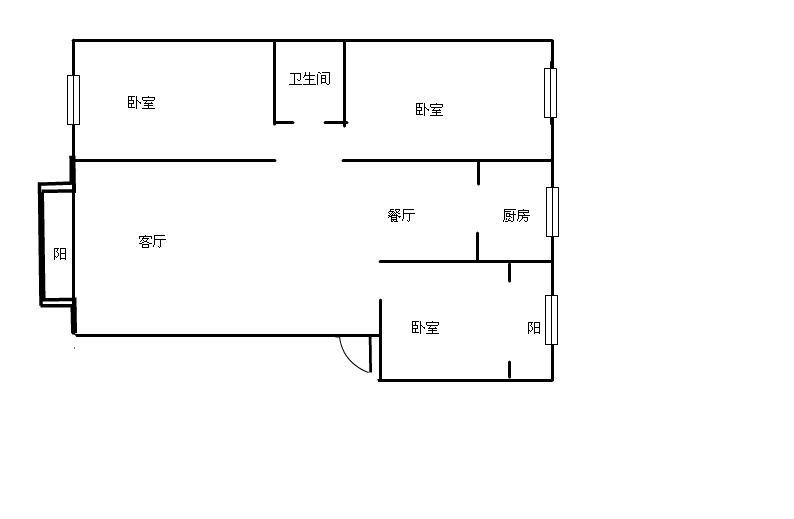 3室2厅2阳台 江东丽景园北苑户型图