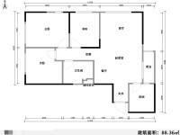 3室2廳1陽臺 中海學府路8號戶型圖