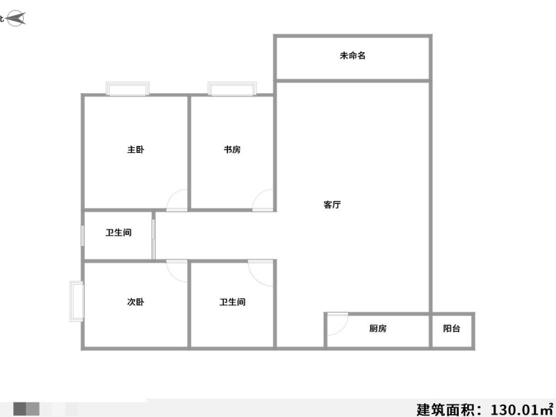 3室2廳2陽(yáng)臺(tái) 上東城戶型圖