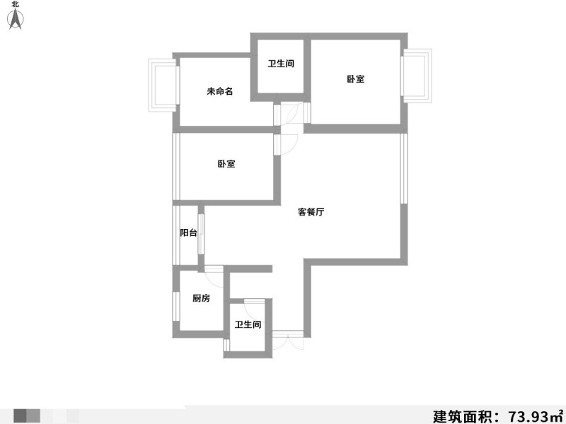 3室2厅1阳台 第三城丹槿园户型图
