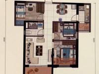 3室2廳1陽(yáng)臺(tái) 彩云城星灣俊園戶(hù)型圖