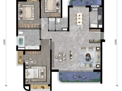 4室2廳1陽臺 綠地東南亞中心428公館戶型圖