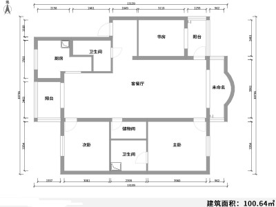 3室2厅2阳台 江东四季园户型图