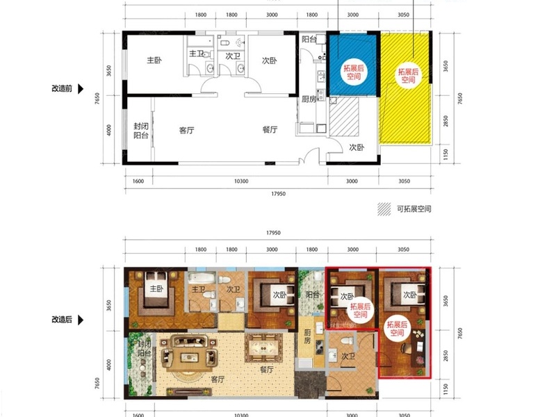 3室2廳2陽臺 國福現代城薔薇苑戶型圖