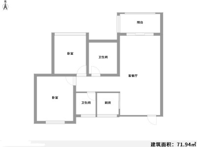 3室1厅1阳台 鑫龙小区北区户型图