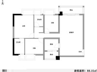 3室2廳2陽(yáng)臺(tái) 實(shí)力北岸戶型圖