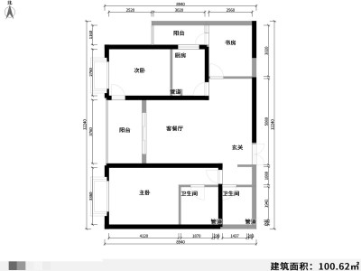 3室2厅3阳台 滨江俊园塞纳组团户型图