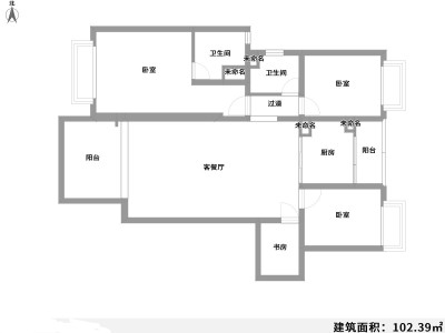 3室2厅2阳台 金域蓝湾户型图