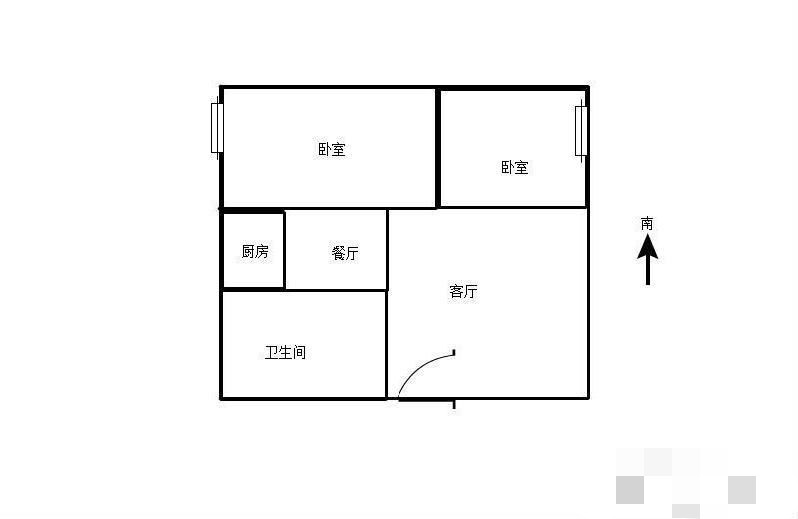 2室1厅1阳台 麻线营小区户型图