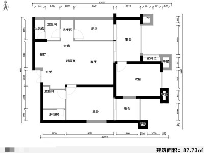 3室2廳1陽(yáng)臺(tái) 濱江俊園塞納組團(tuán)戶型圖