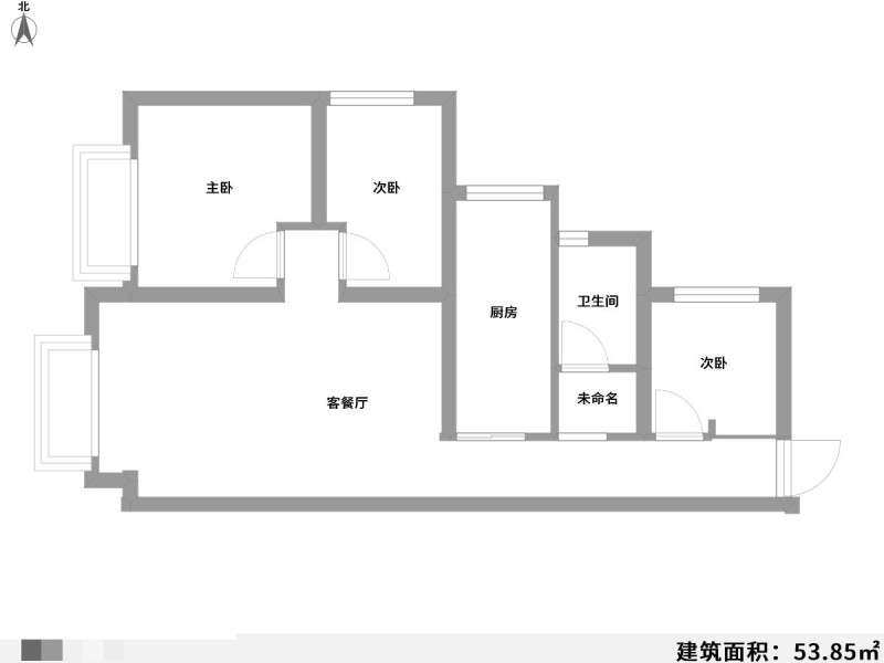 2室2厅1阳台 版筑翠园户型图
