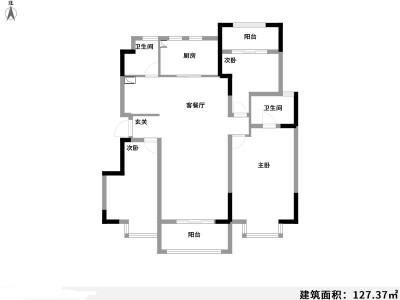 4室2廳1陽臺 白沙潤園戶型圖