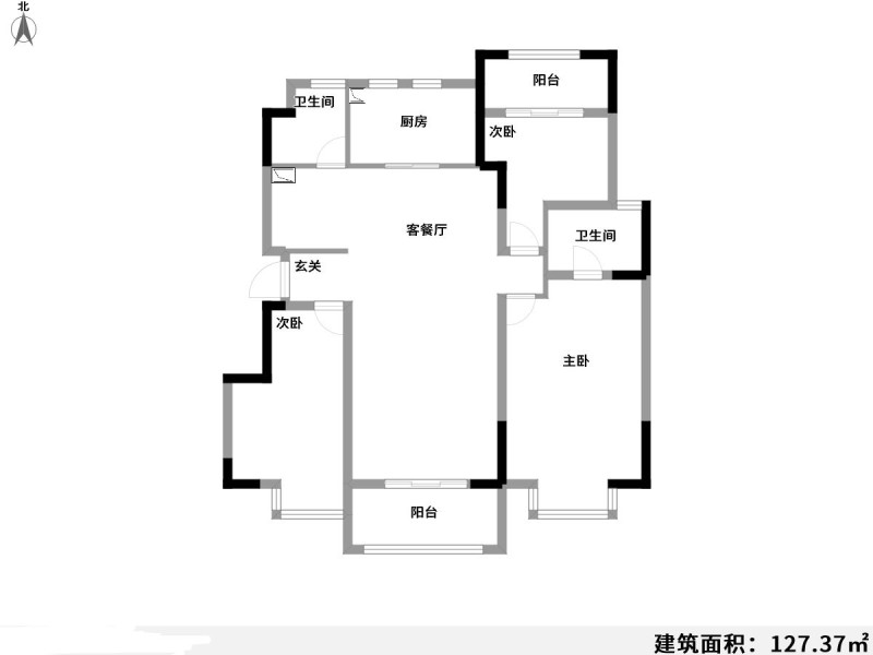 4室2廳1陽臺 白沙潤園戶型圖