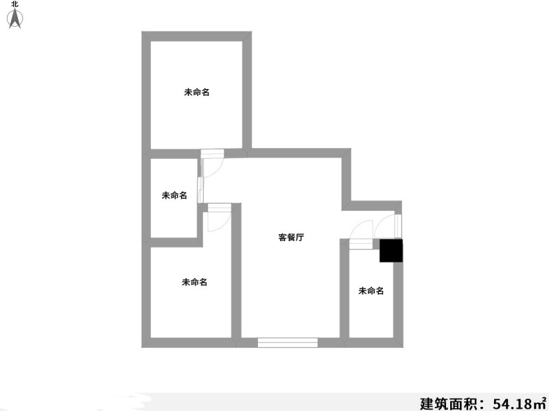 2室1厅1阳台 鑫龙小区北区户型图